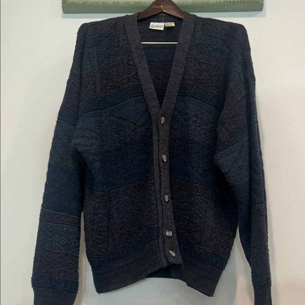 Vintage Maglificio Florence Gray Blue Slate Men's Wool Cardigan Sweater XL